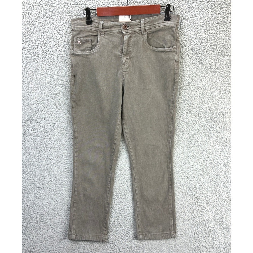 Victor Slim Fit Jeans Mens 30 Khaki Denim Pants 5-Pocket Casual Classic Comfort